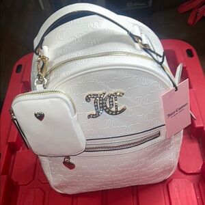 Juicy Couture White Backpack with Gold Accents